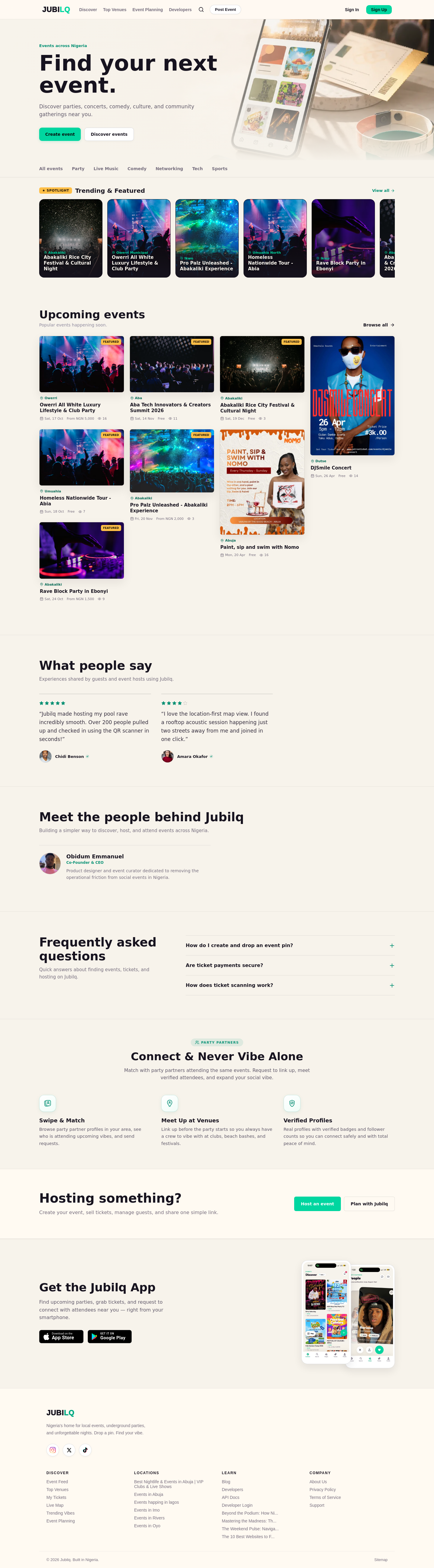 Nav section of jubilq.com