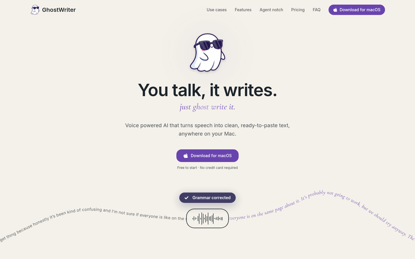 justghostwriter.com desktop capture of the first page