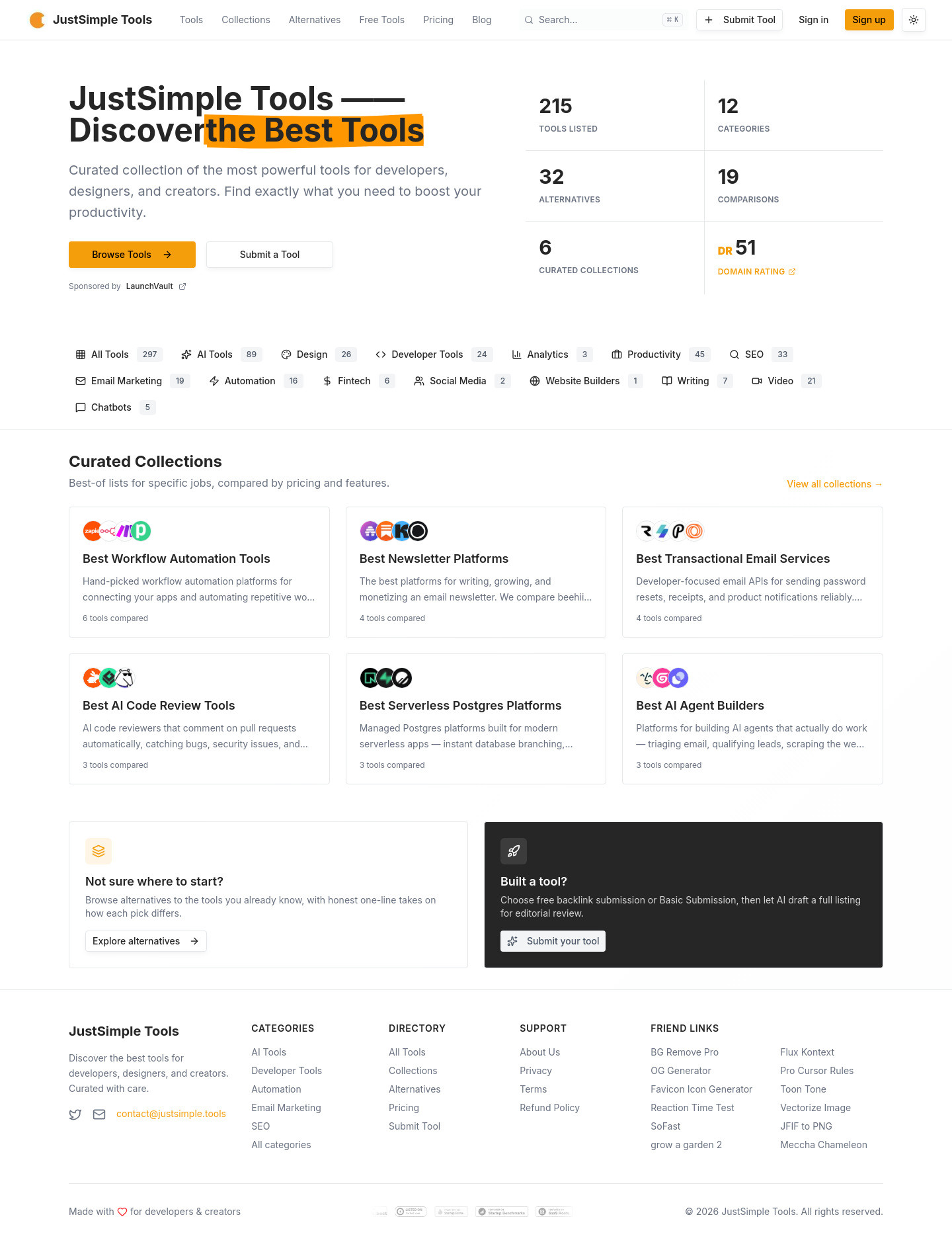 Nav section of justsimple.tools