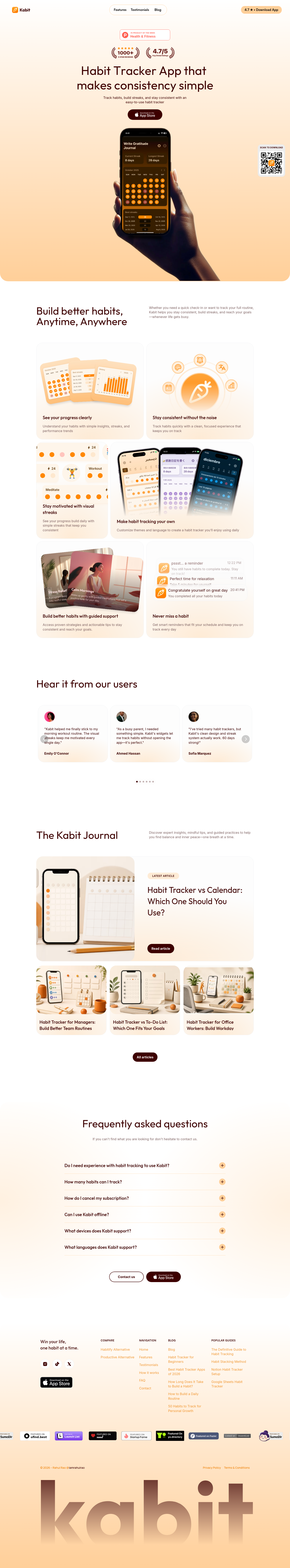 Nav section of kabitapp.com