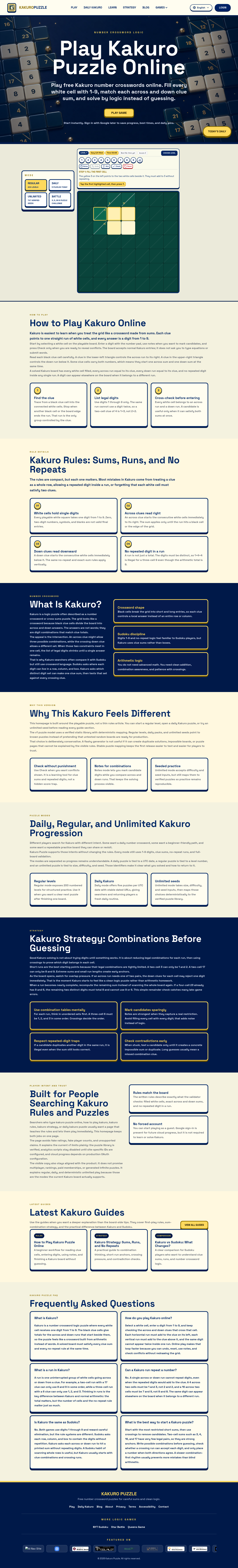 Nav section of kakuro-puzzle.online