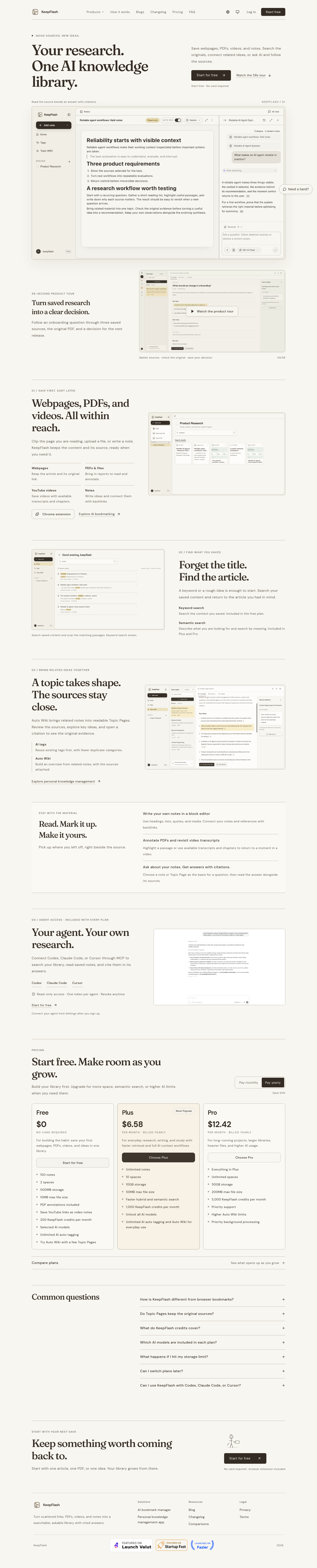 Nav section of keepflash.com