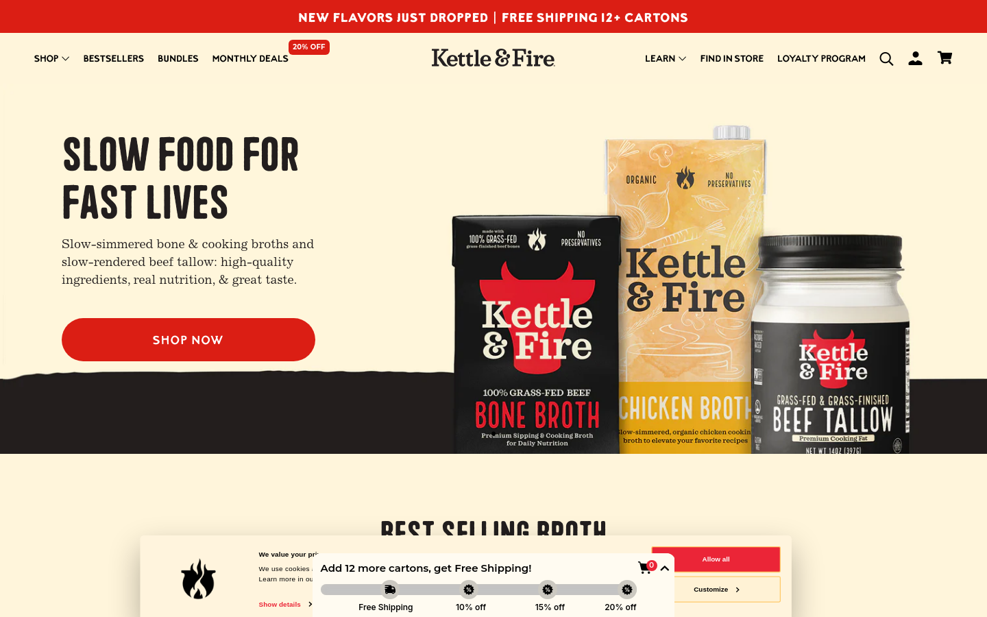 Above-the-fold capture of kettleandfire.com