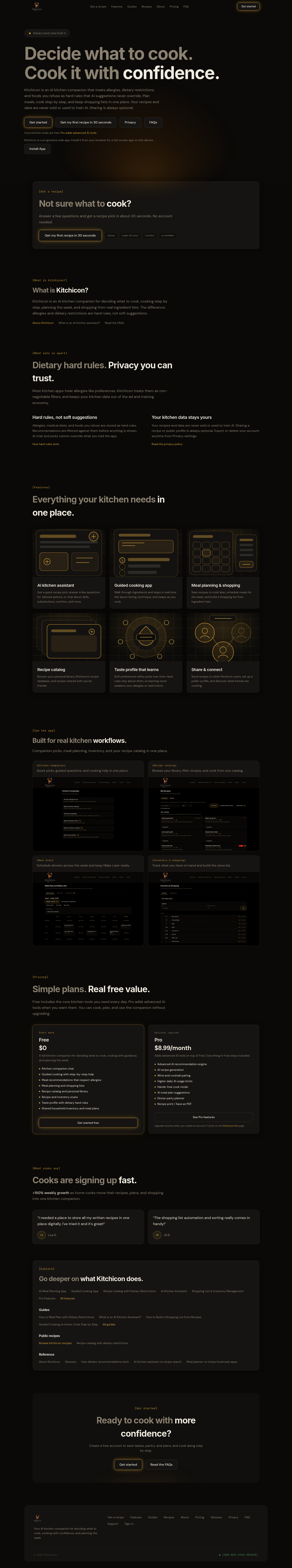 Nav section of kitchicon.com