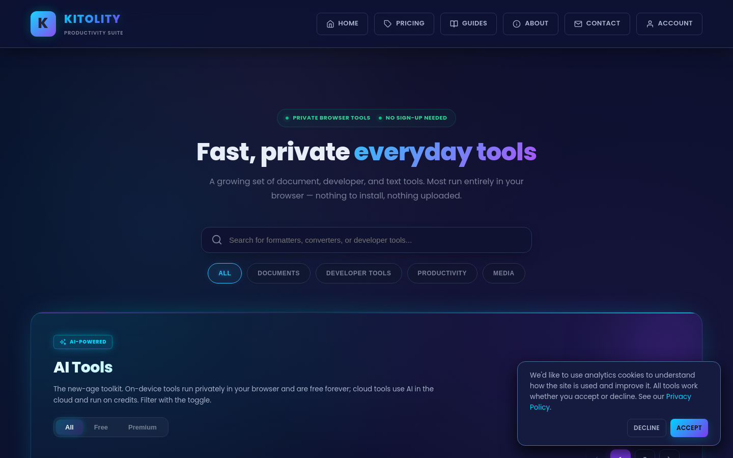 Above-the-fold capture of kitolity.com