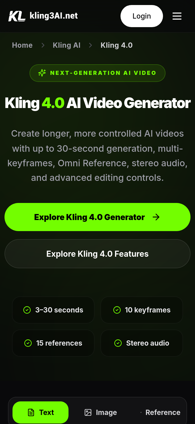 kling3ai.net mobile capture of the first page