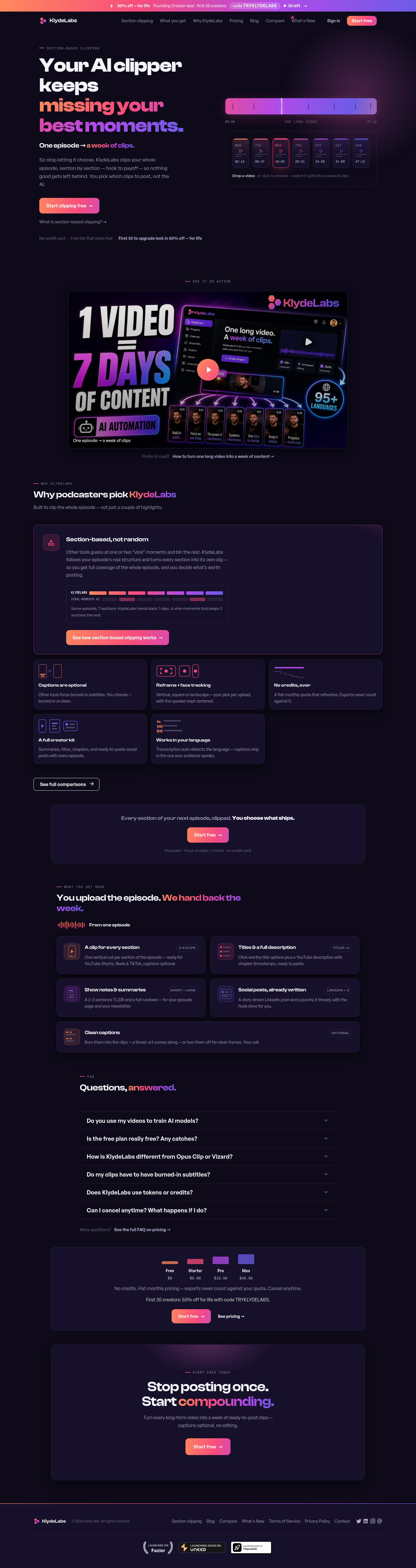 FAQ section from klydelabs.app