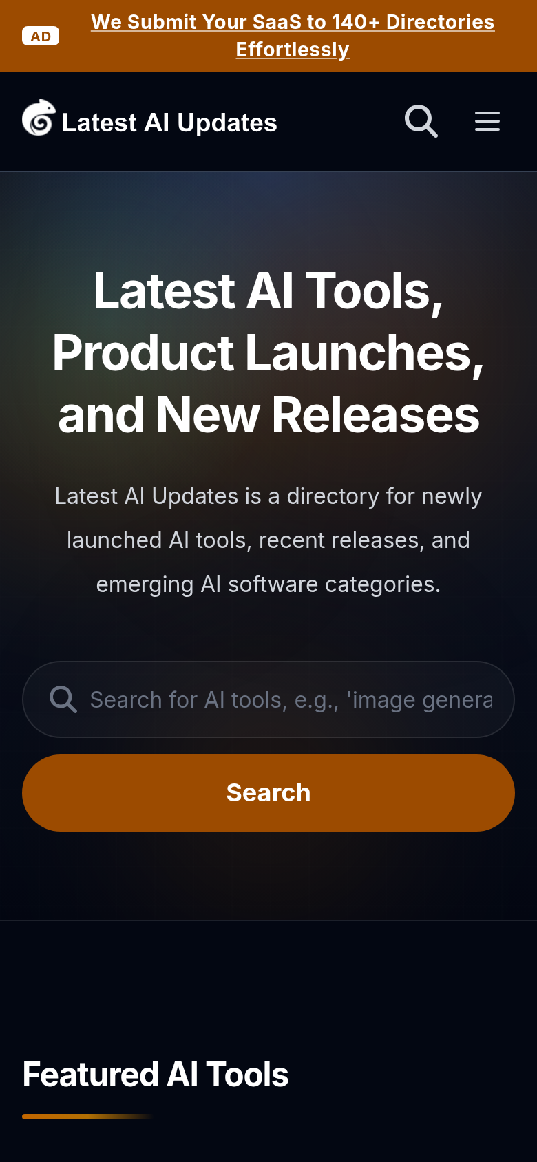 latestaiupdates.com mobile capture of the first page