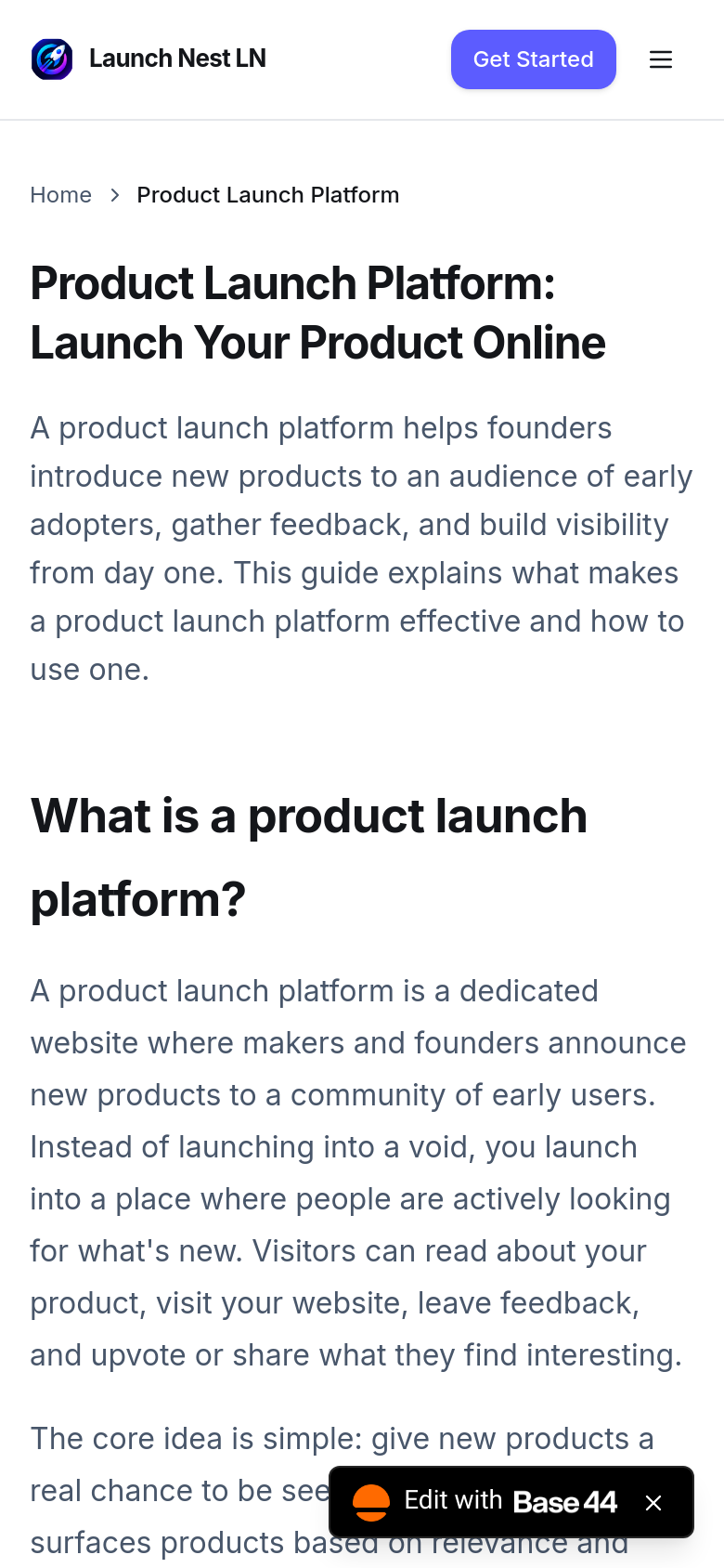 Product Launch Platform