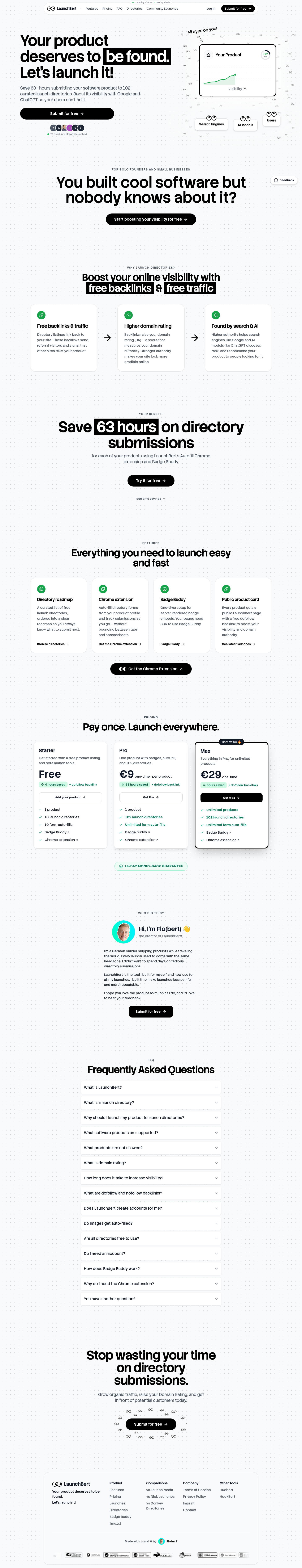 Nav section of launchbert.com
