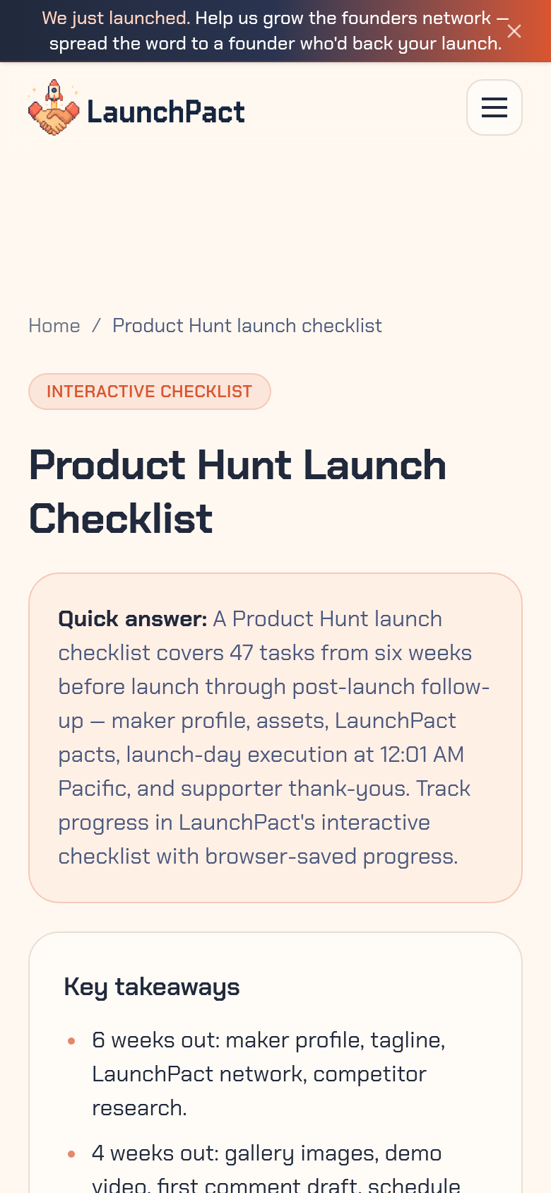 Product Hunt Launch Checklist