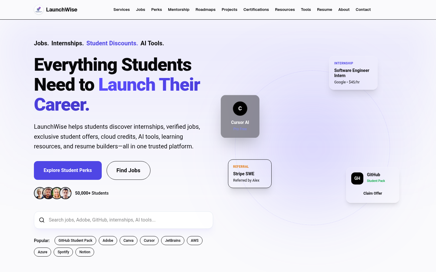 launchwise.tech desktop capture of the first page