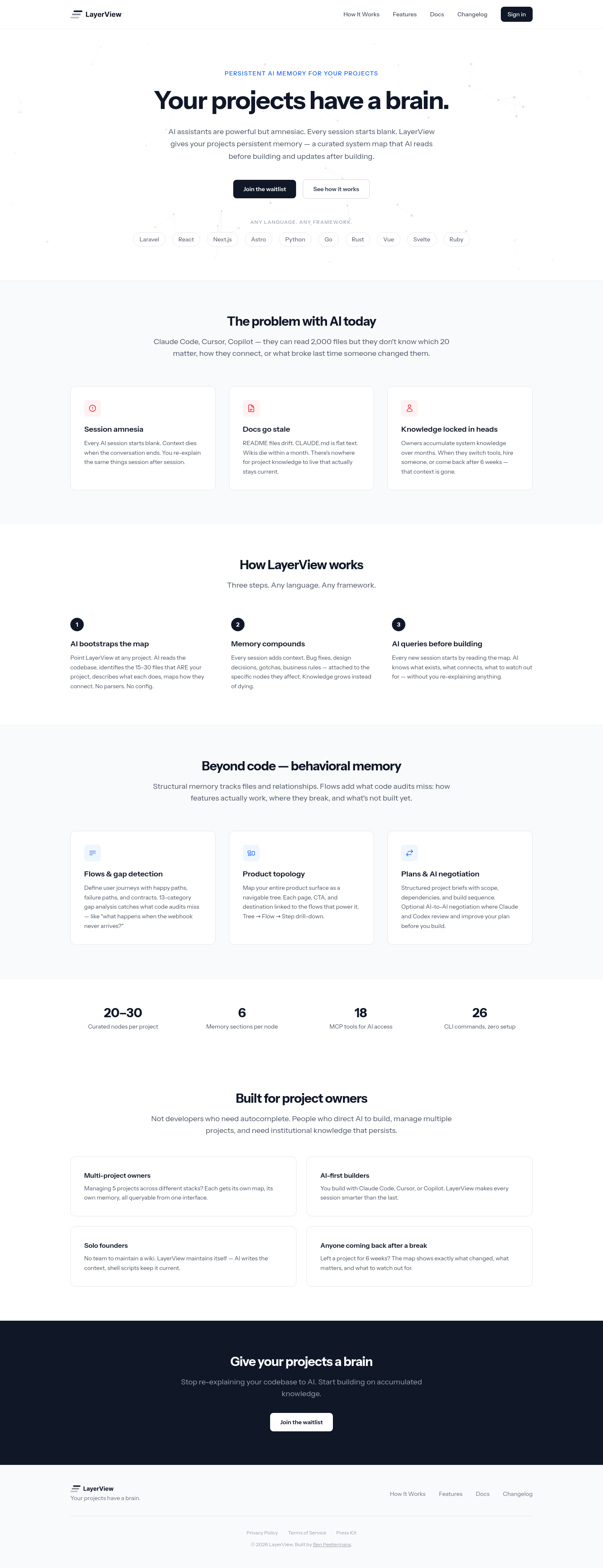 Nav section of layerview.dev