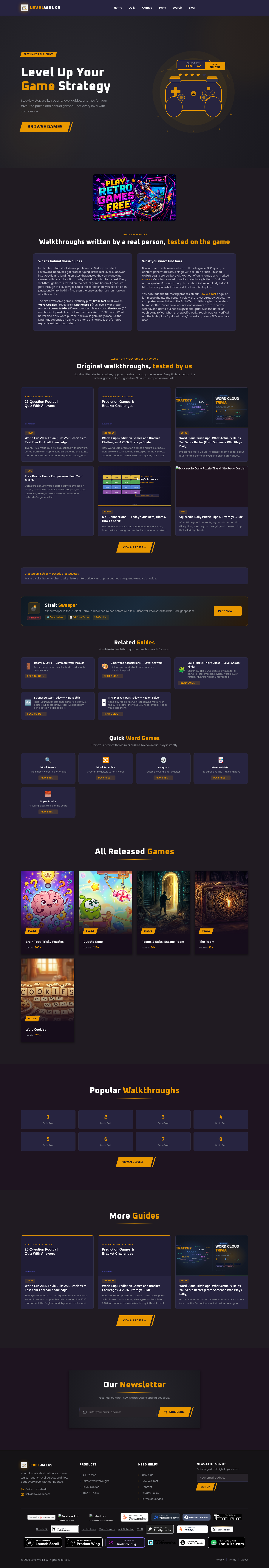 Nav section of levelwalks.com