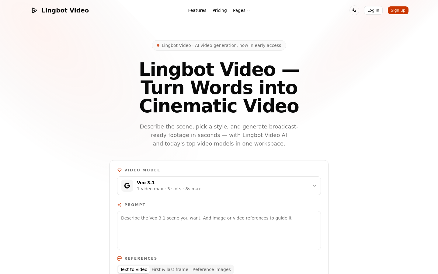 lingbot.video desktop capture of the first page