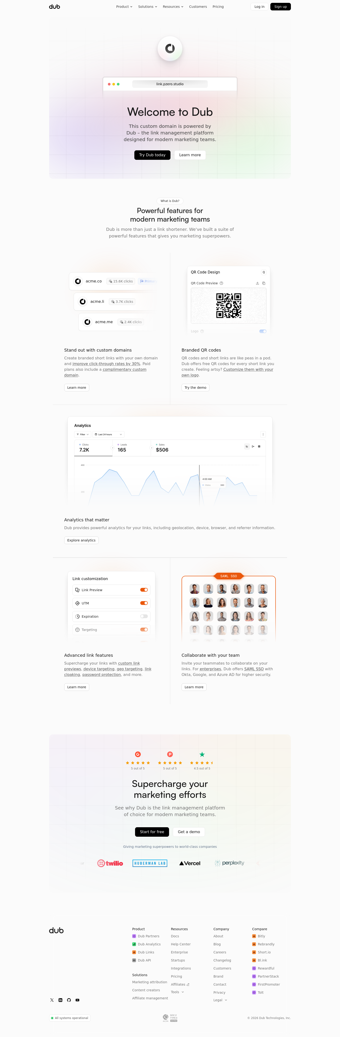 Hero section of link.pzero.studio
