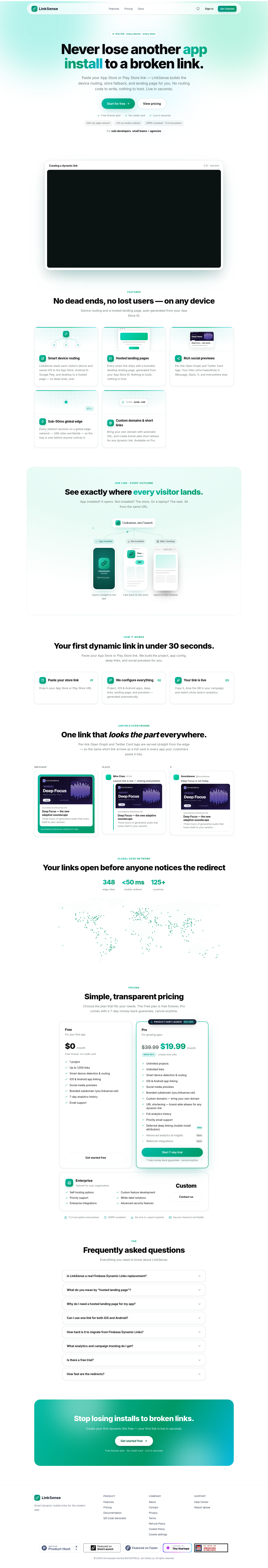 Nav section of linksense.net