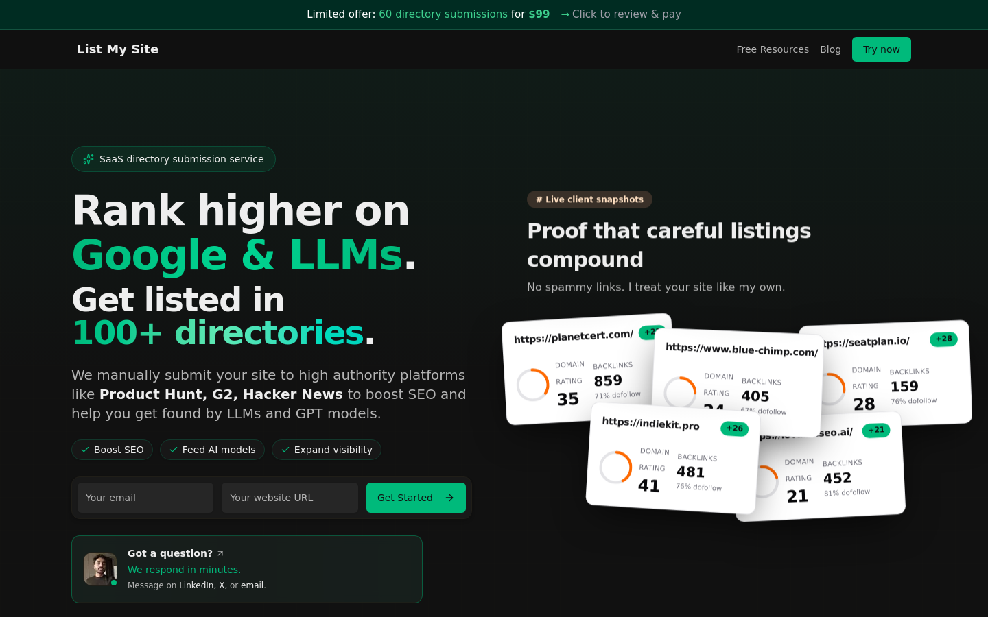 Captured Homepage / Lander