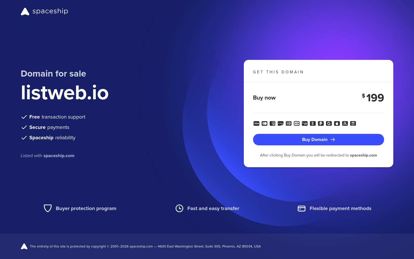 Footer section of listweb.io