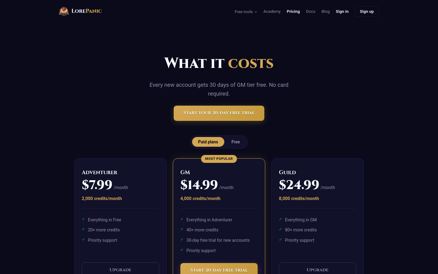 Pricing