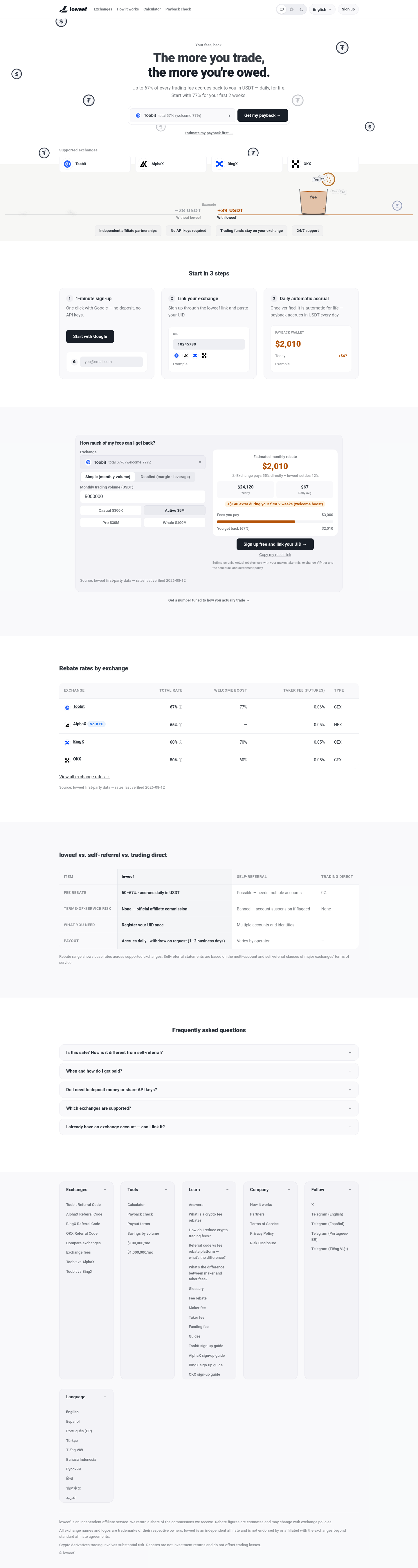 Nav section of loweef.io