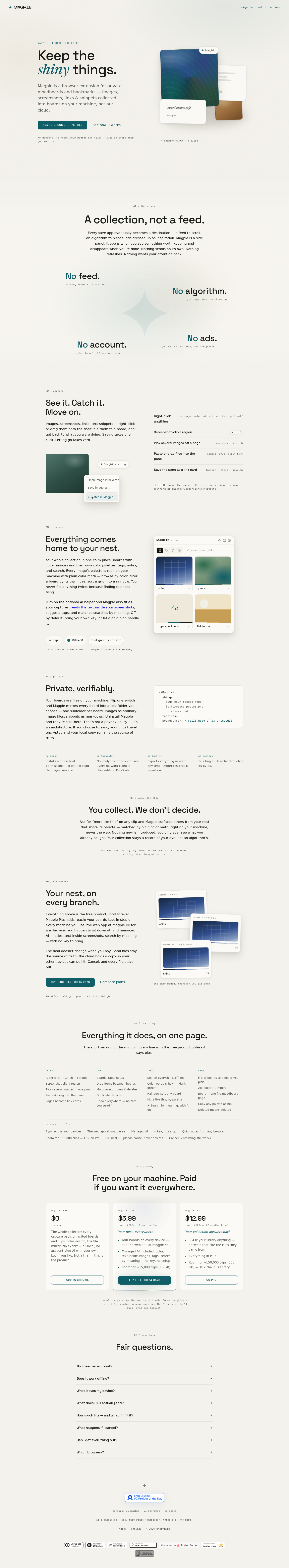 Nav section of magpie.ee