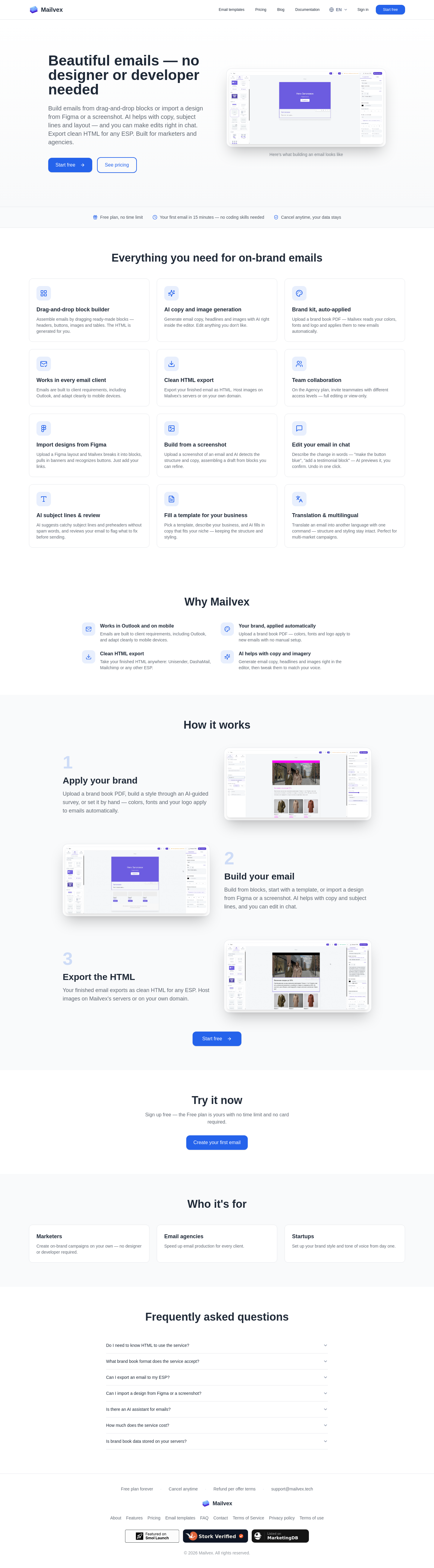 Nav section of mailvex.tech