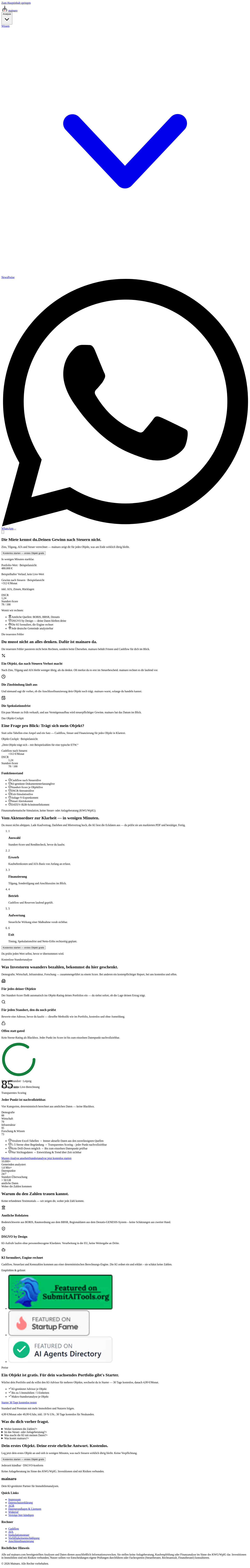 Nav section of mainaro.com