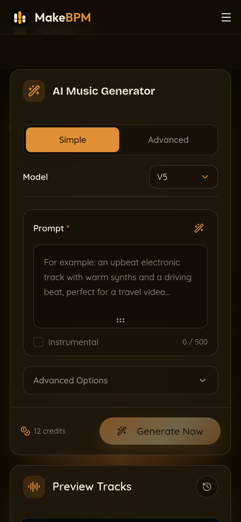 makebpm.com mobile capture of the first page