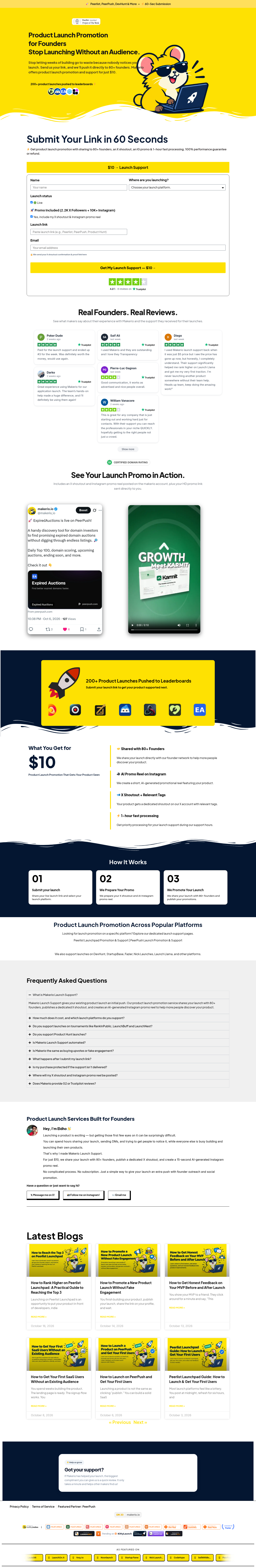makerio.io FAQ section, Homepage / Lander