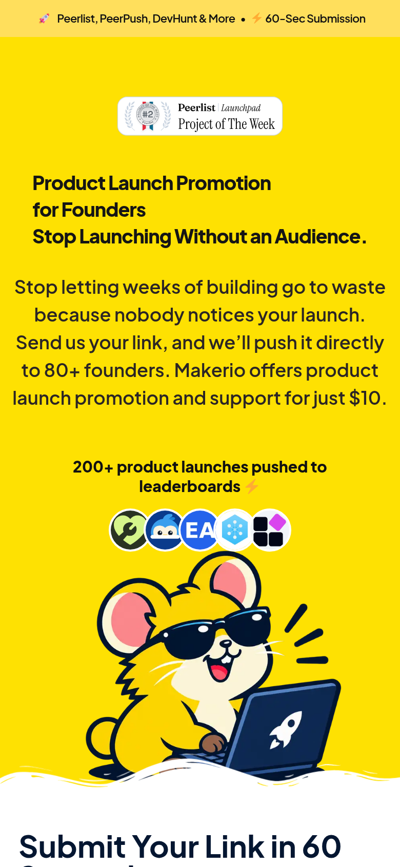 makerio.io mobile capture of the first page