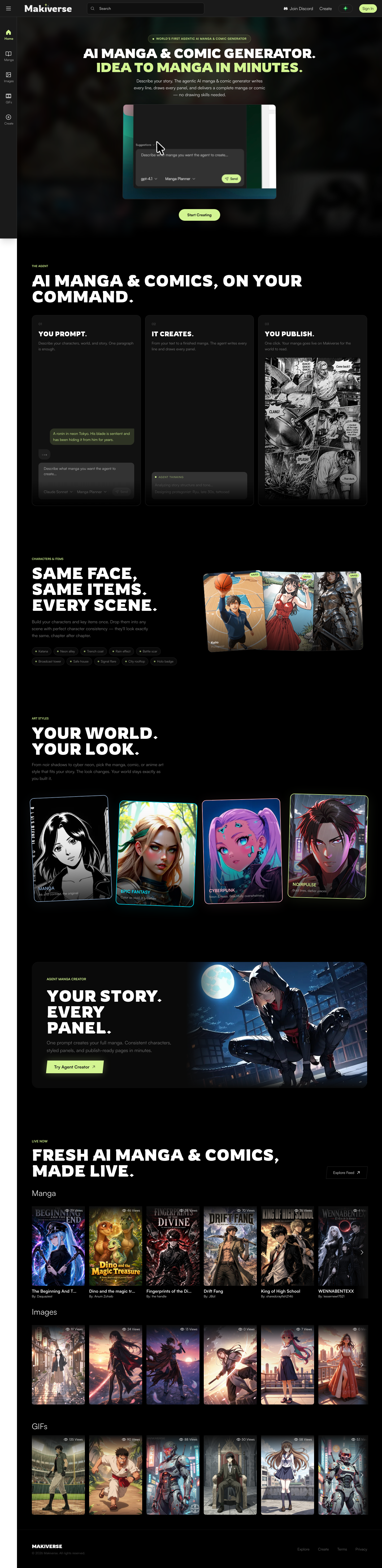 Nav section of makiverse.com