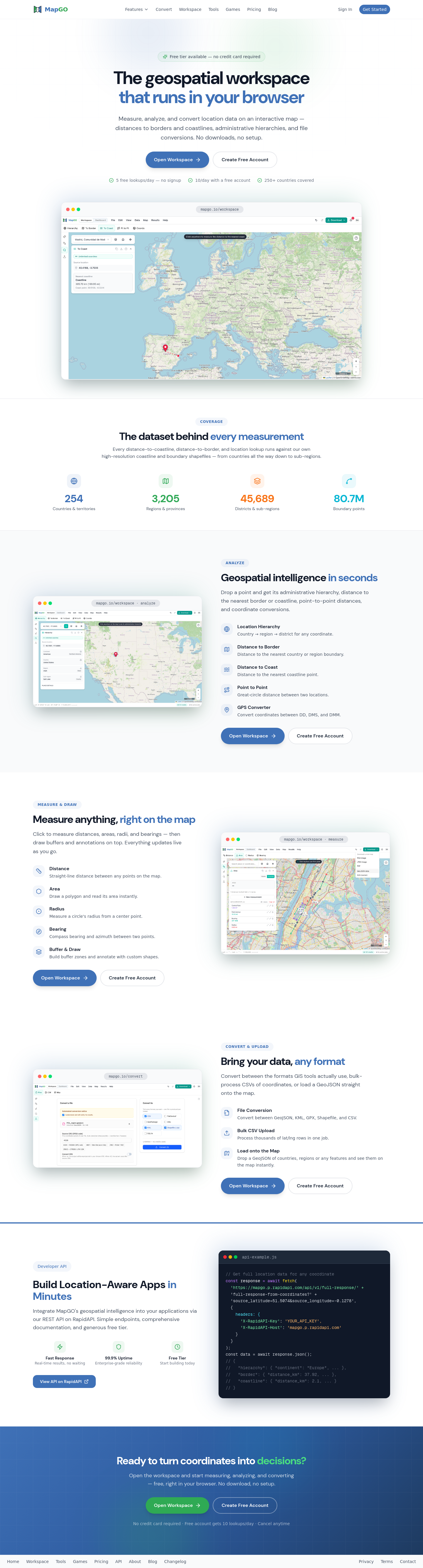 Nav section of mapgo.io