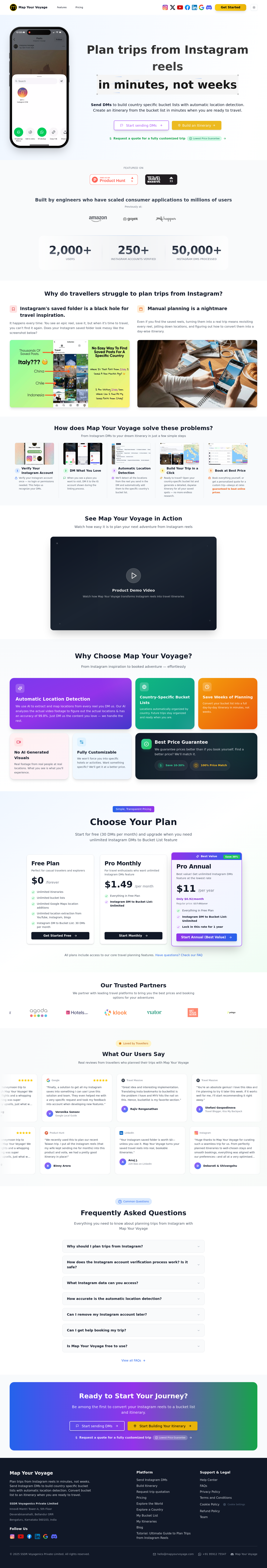 Nav section of mapyourvoyage.com