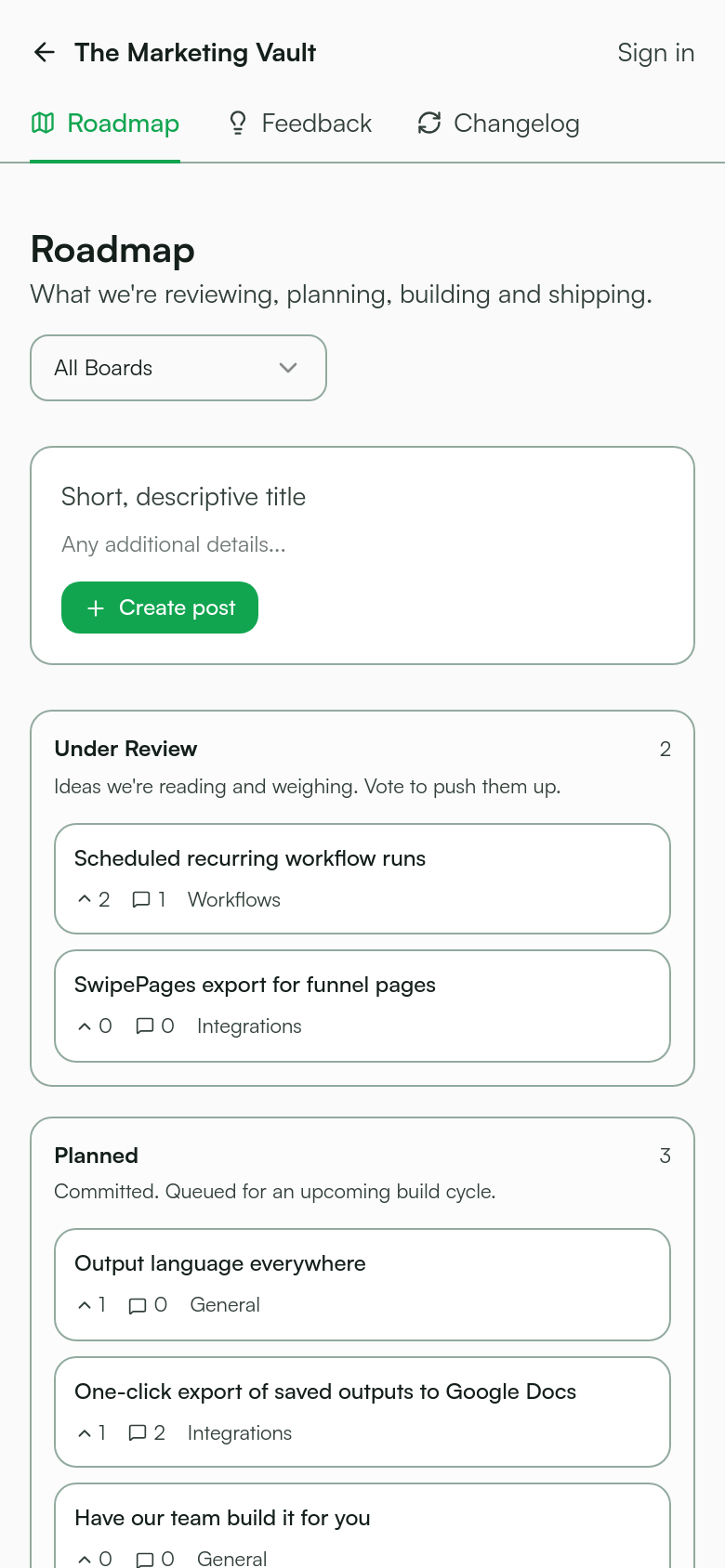 Product Roadmap