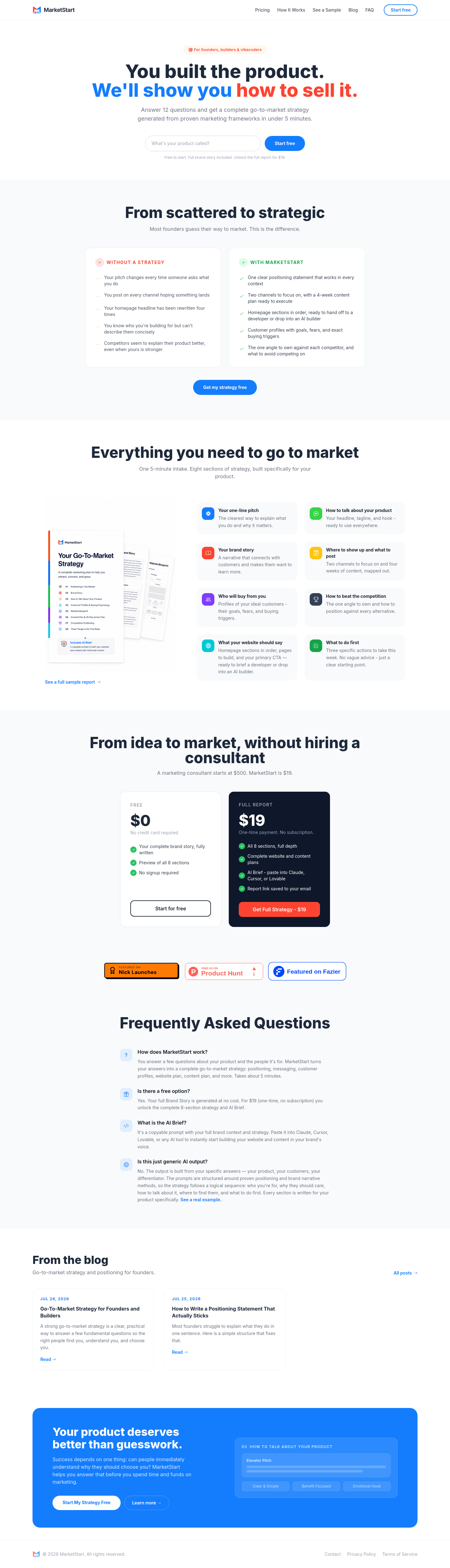 Nav section of marketstart.co