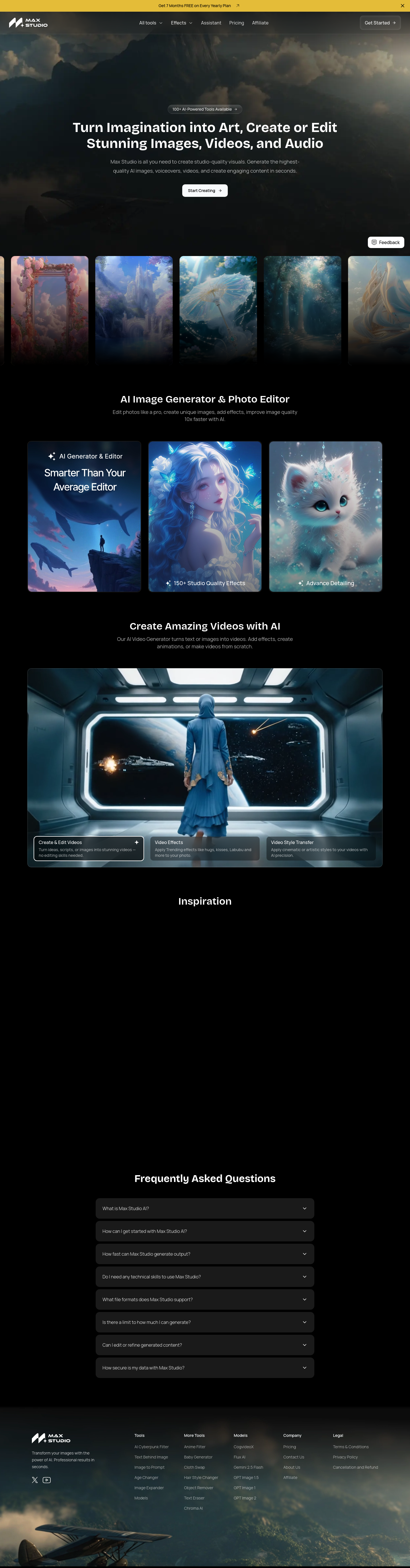 Nav section of maxstudio.ai
