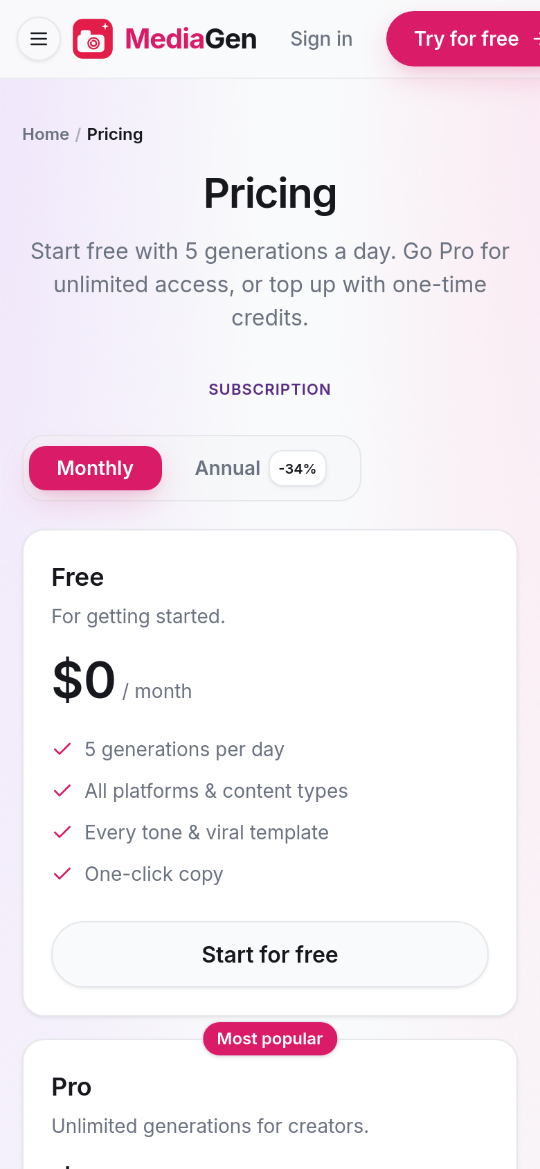 Pricing