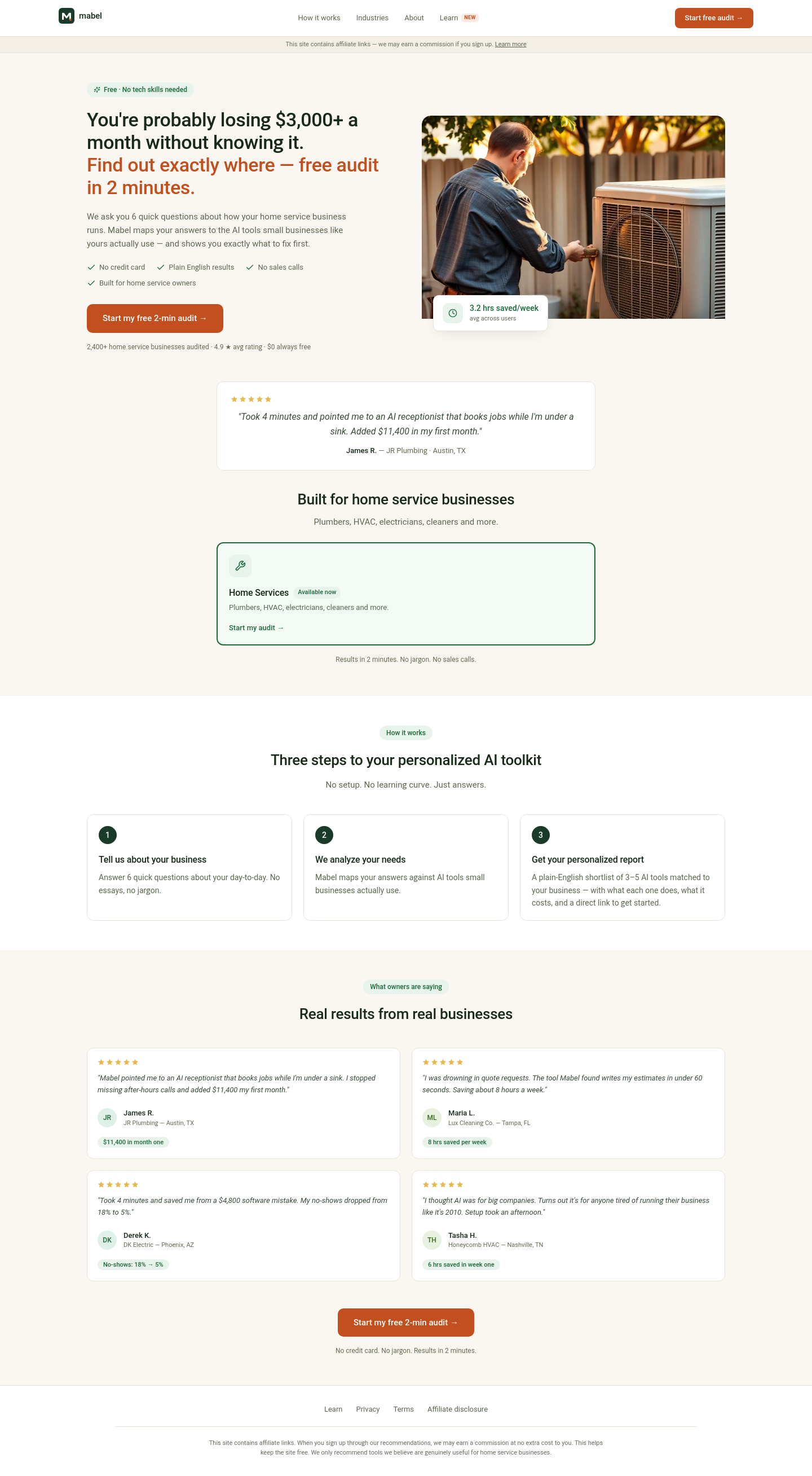 meetmabel.ai — Hero + Pricing