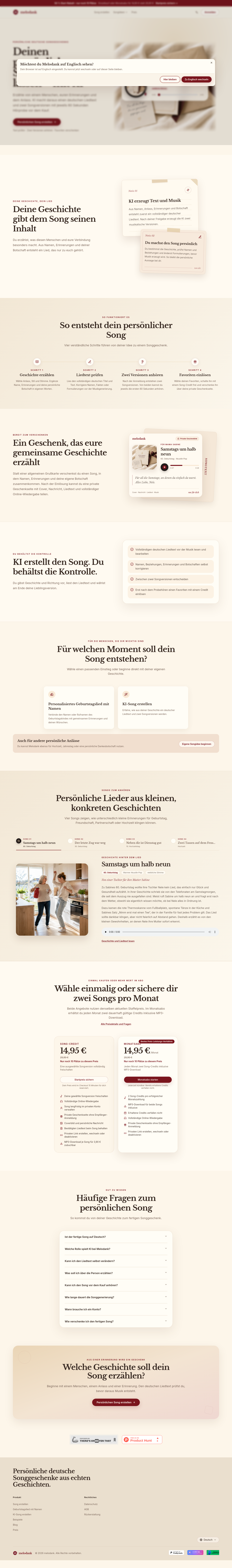 Nav section of melodank.com