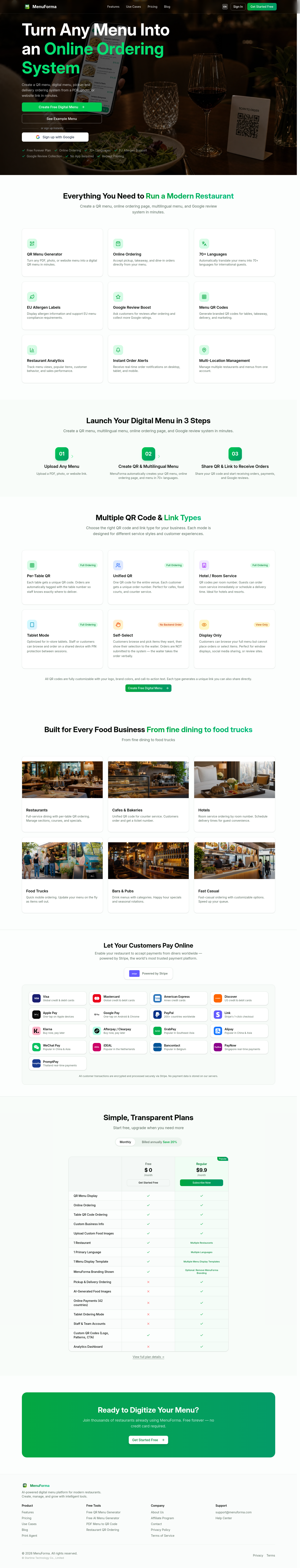 Nav section of menuforma.com