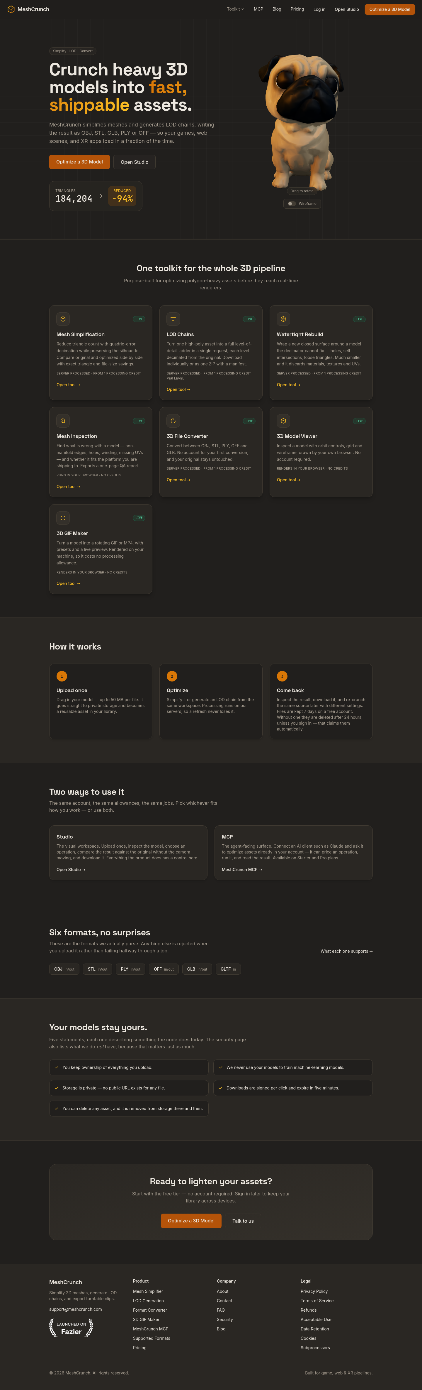 Nav section of meshcrunch.com