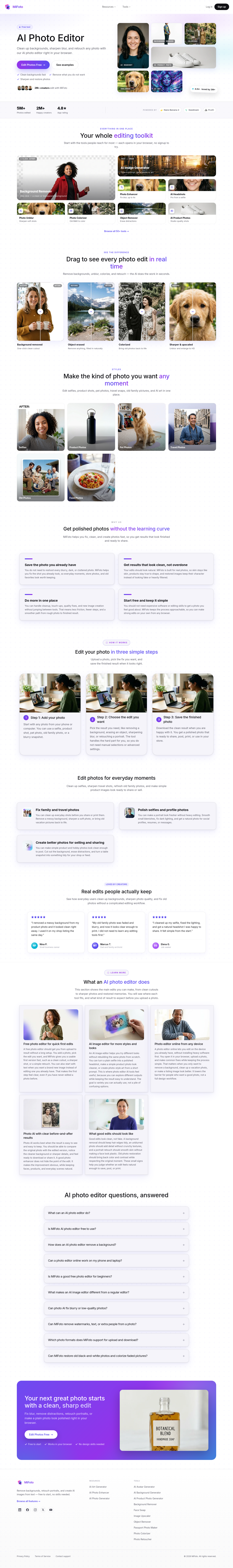 Nav section of mifoto.ai