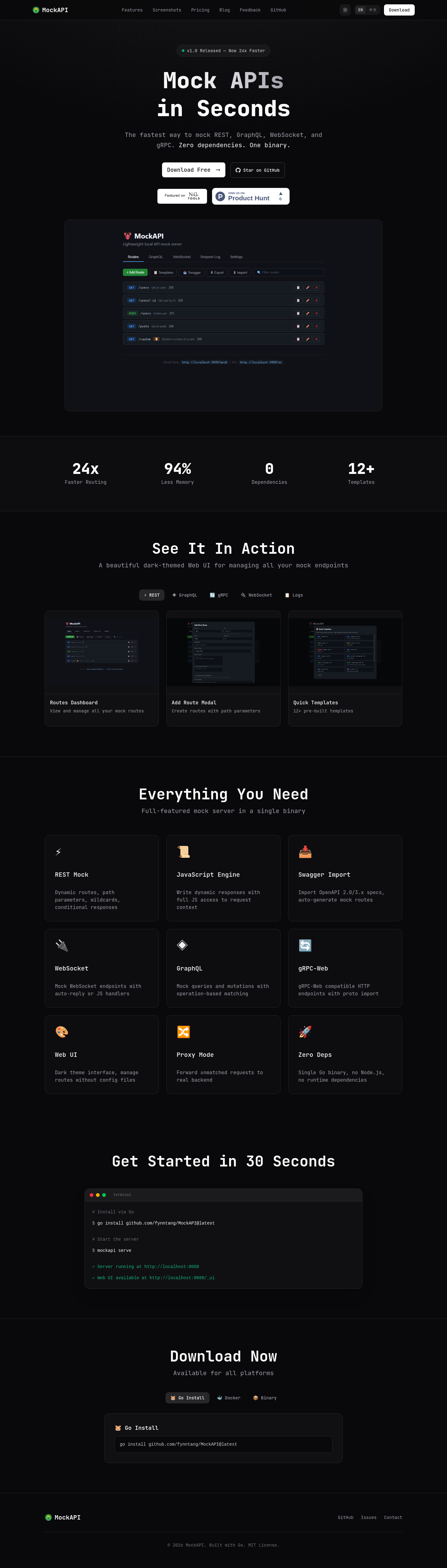 Nav section of mockapi.work