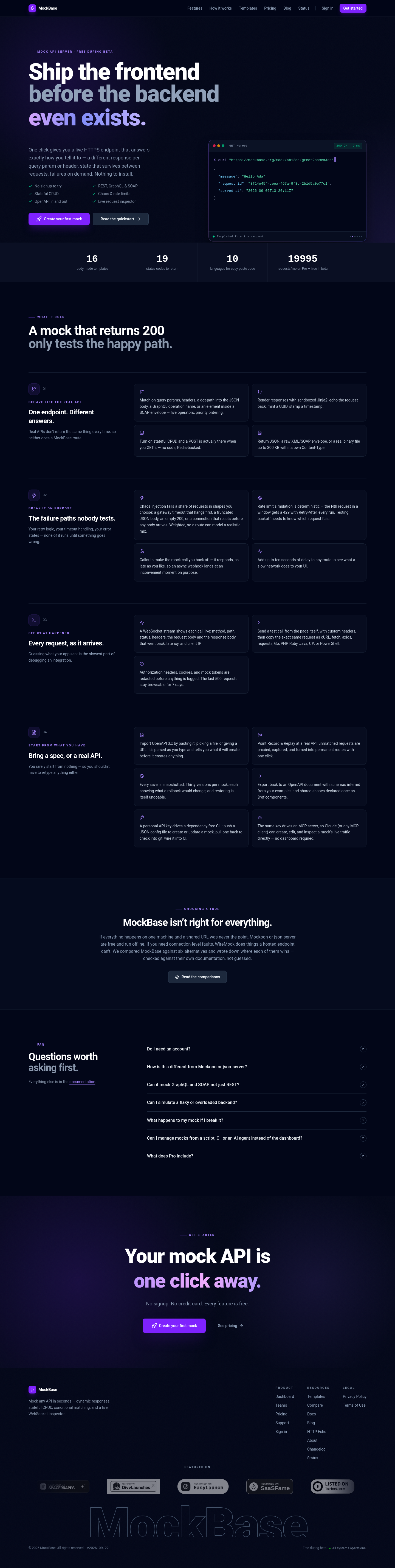 Nav section of mockbase.org