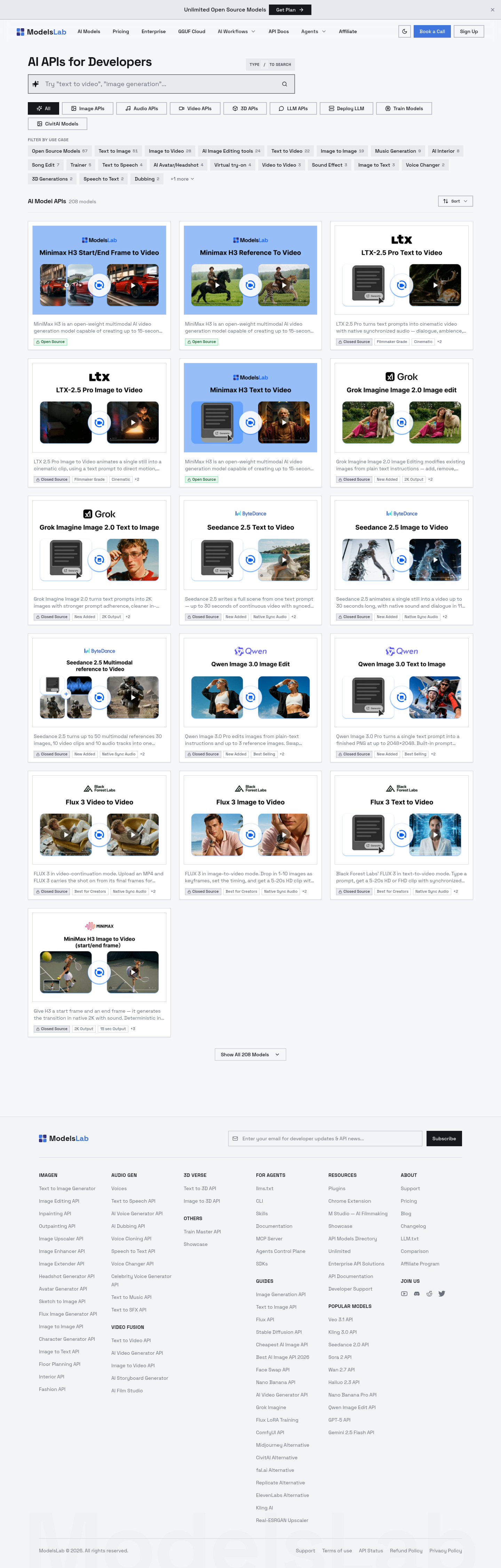 Nav section of modelslab.com