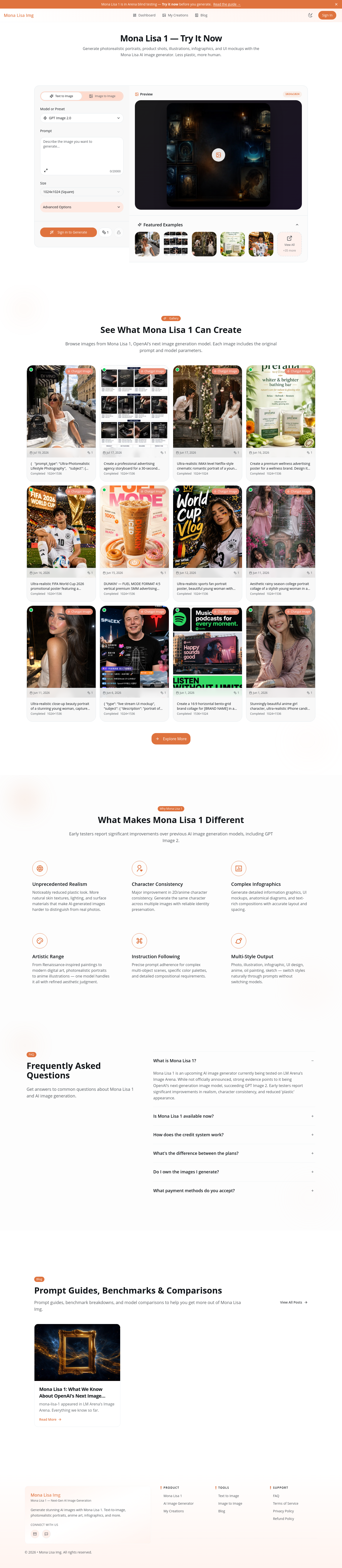 Nav section of monalisaimg.com