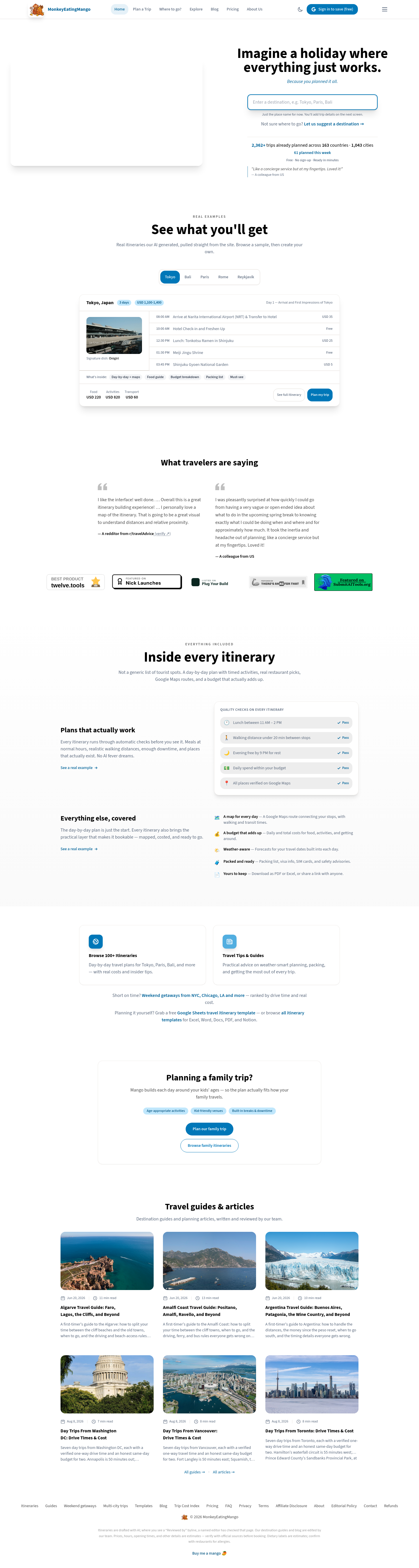 Nav section of monkeyeatingmango.com