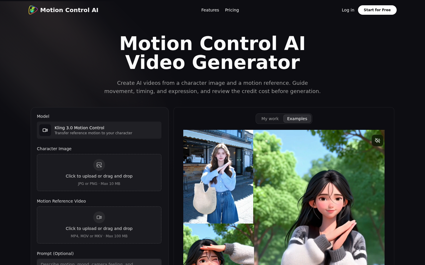 motioncontrolai.online desktop capture of the first page