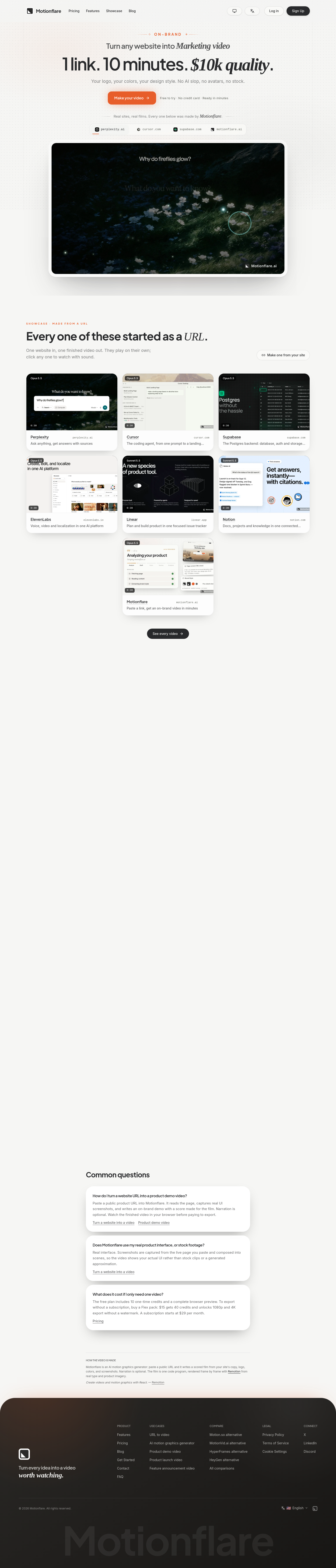motionflare.ai — Hero + Features